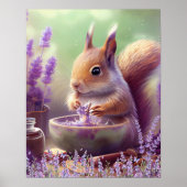 ラベンダーの花畑の愛らしい子リス　アートナーセリー ポスター (正面)