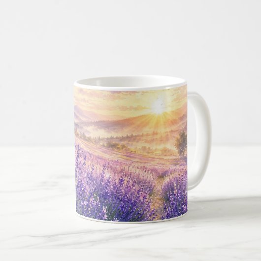 ラベンダーの花畑サンライトマグ コーヒーマグカップ (正面右)