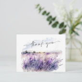 ラベンダーの花畑　ありがとう　ＱＲコード ポストカード (スタンド正面)