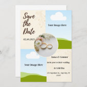 ラベンダーの花畑 ウェディングカード 個人名入れ 招待状 (正面/裏面)