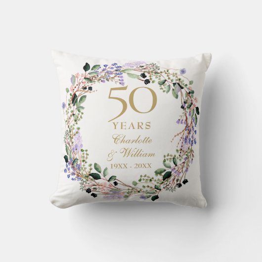 ラベンダーの花輪 50周年記念フォト クッション (正面)