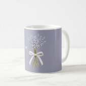 ラベンダーの花 クリーム色のリボン コーヒーマグカップ (正面右)