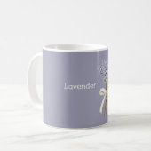 ラベンダーの花 クリーム色のリボン コーヒーマグカップ (正面左)