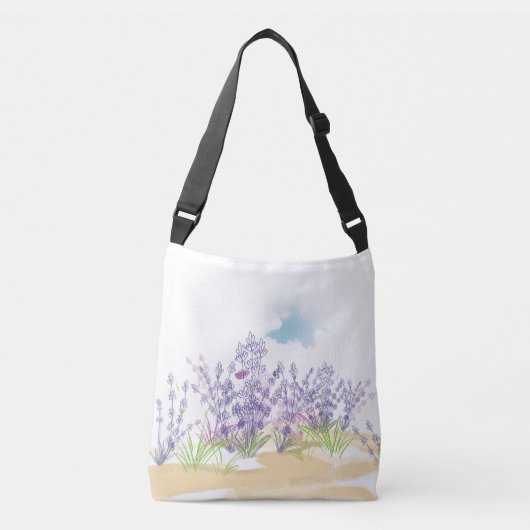 ラベンダーの花 クロスボディバッグ (正面)