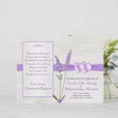 ラベンダーの花、ハートオン木材結婚式 プログラム (スタンド正面)