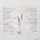 ラベンダーの花、ハートオン木材結婚式 プログラム (裏面)