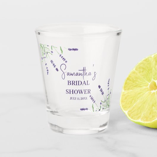 ラベンダーの花　パープル　水彩　ブライダルシャワー ショットグラス (正面)
