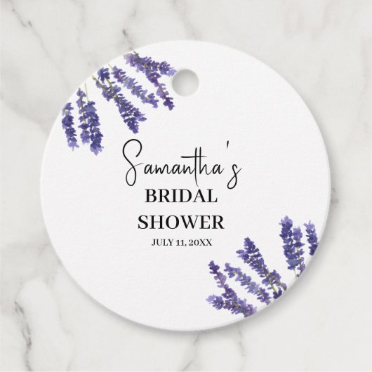 ラベンダーの花　パープル　水彩　ブライダルシャワー フェイバータグ (正面)