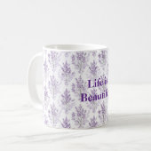 ラベンダーの花 人生は美しい コーヒーマグカップ (正面左)