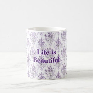 ラベンダーの花 人生は美しい コーヒーマグカップ
