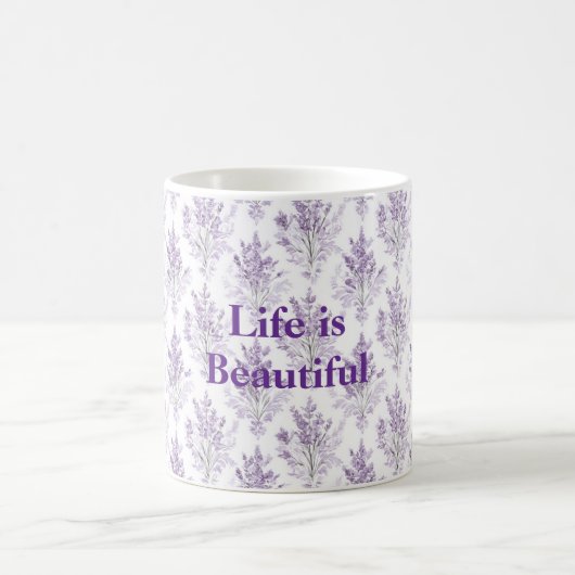 ラベンダーの花 人生は美しい コーヒーマグカップ (中央)