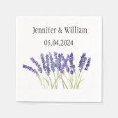 ラベンダーの花 水彩画 ハーブ 紫 結婚式 スタンダードカクテルナプキン (正面)