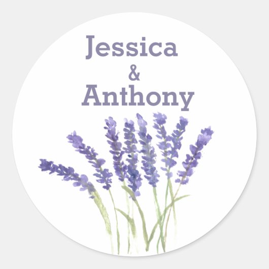 ラベンダーの花 水彩 ルースドハーブ ラウンドシール (正面)