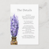 ラベンダーの花 現代の花のウェディング ディテール エンクロージャーカード (正面)
