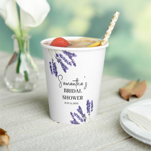 ラベンダーの花 紫の水彩色のウェディングシャワーの紙コップ 紙コップ (インサイチュ)