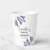 ラベンダーの花 紫の水彩色のウェディングシャワーの紙コップ 紙コップ (正面)