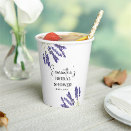 ラベンダーの花 紫の水彩色のウェディングシャワーパーティー 紙コップ