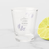 ラベンダーの花 紫の水彩 結婚前のお祝い ショットグラス (裏面)