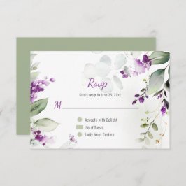 ラベンダーの茎と結婚緑 招待状