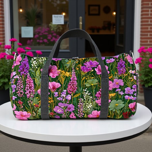 ラベンダーの草原の植物画 ダッフルバッグ