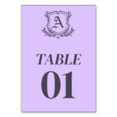 ラベンダーの葉とフローラ結婚のテーブルカード テーブルナンバー (正面)