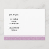 ラベンダーの藤春の結婚式日付の保存 案内ポストカード (裏面)