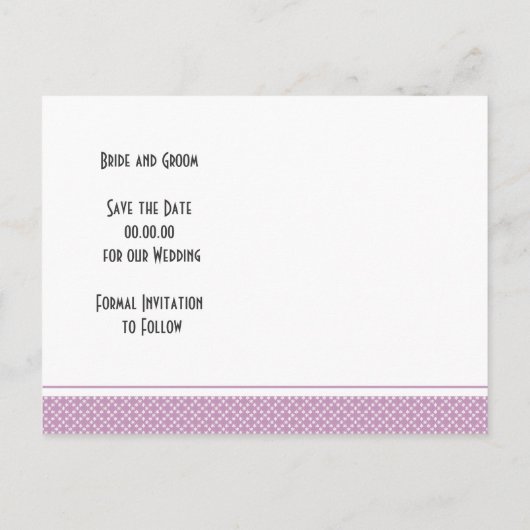 ラベンダーの藤春の結婚式日付の保存 案内ポストカード (裏面)