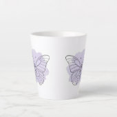ラベンダーの蝶の水彩ラテマグ カフェラテマグ (正面)