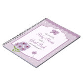 ラベンダーの蝶ベビーのシャワーの来客名簿 ノートブック (左側)