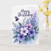 ラベンダーの誕生日フラワーカード カード (黄色い花)