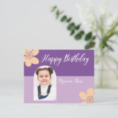 ラベンダーの誕生日ポストカード 花の写真&テキスト ポストカード (スタンド正面)