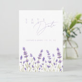 ラベンダーの野の花のミニマリストな結婚式 セーブザデート (スタンド正面)