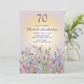 ラベンダーの野の花 女性 70歳の誕生日 招待状 (スタンド正面)