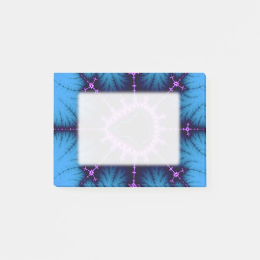ラベンダーの青の紫色のMandelbrotの十字 ポストイット (正面)