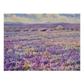 ラベンダーの静かな田園: 水彩画の夢 フォトプリント (正面)