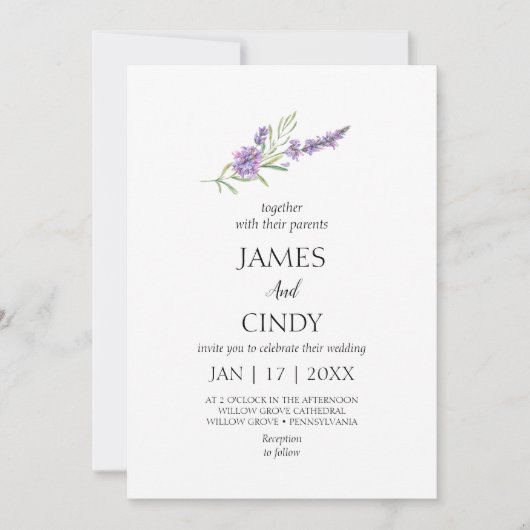 ラベンダーの願結婚い 招待状 (正面)