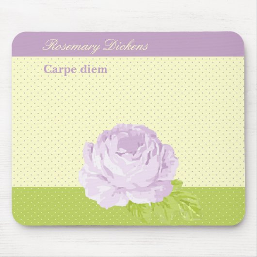 ラベンダーの黄色緑の水玉模様は上がり、 マウスパッド (正面)