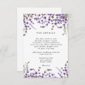 ラベンダーのbohoの花の結婚式の詳細情報 エンクロージャーカード (正面/裏面)