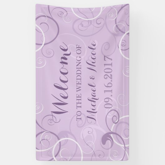 ラベンダーは渦巻きま喜ばしい徴候を結婚します 横断幕 (縦)