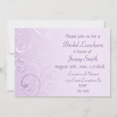 ラベンダーは花嫁の昼食会の招待状カード渦巻きます 招待状 (裏面)