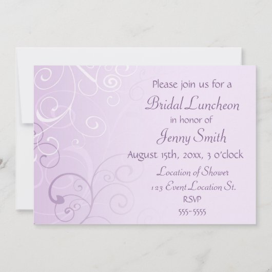 ラベンダーは花嫁の昼食会の招待状カード渦巻きます 招待状