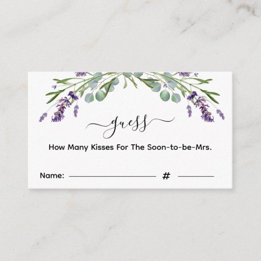 ラベンダーは、どれくらいの数のキスブライダルシャワーゲーム エンクロージャーカード (正面)