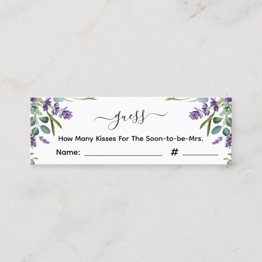 ラベンダーは、どれくらいの数のキスブライダルシャワーゲーム スキニー名刺 (正面)