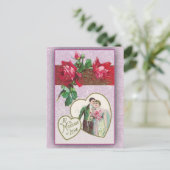 ラベンダーをテーマにしたビクトリアンバレンタインカード シーズンポストカード (スタンド正面)