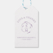 ラベンダーをテーマにしたメッセージカードモノグラムクレスト ギフトタグ (正面)