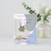 ラベンダーをテーマにした可愛かわいらしいフローラ結婚ズ 案内ポストカード (スタンド正面)