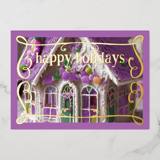 ラベンダーアイスティングガーブレッドハウスキャンディ 箔シーズンカード (正面)