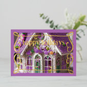 ラベンダーアイスティングガーブレッドハウスキャンディ 箔シーズンカード (立ち正面)