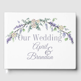 ラベンダーアイボリーバラ及びユーカリ ゲストブック