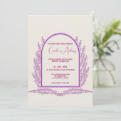 ラベンダーアイボリーフローラボホ結婚ズ 招待状 (スタンド正面)